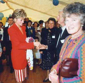 Lady Saye (right) in the welcoming party