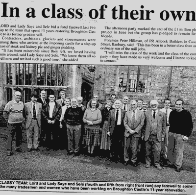 End of Broughton Castle restoration 1994